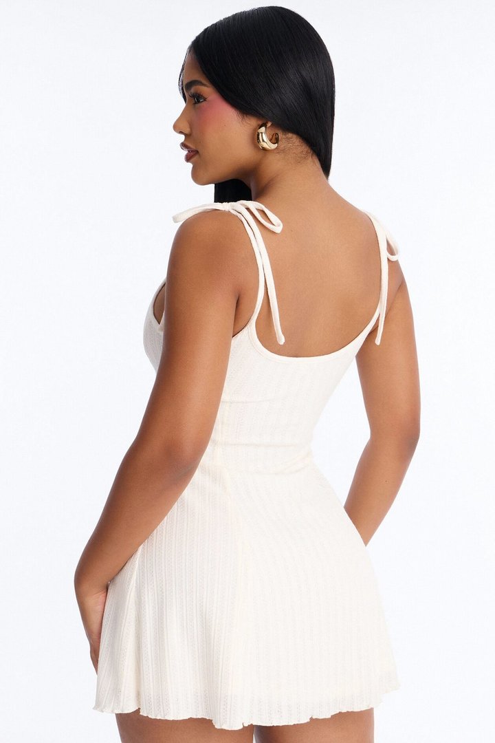 Kallie Tie Shoulder Mini Dress - Ivory