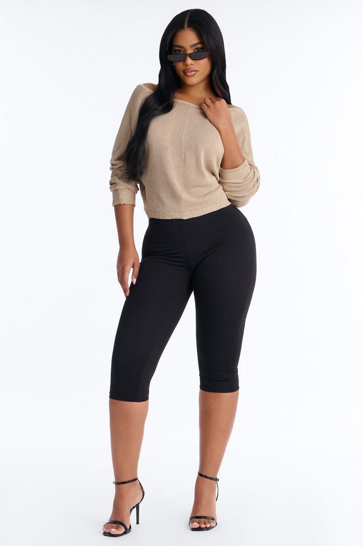 Island Girl Backless Sweater Top - Taupe