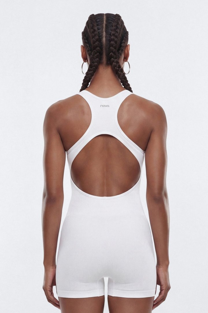 SeamlessLift™ 3″ Back Cut Out Romper - Bright White