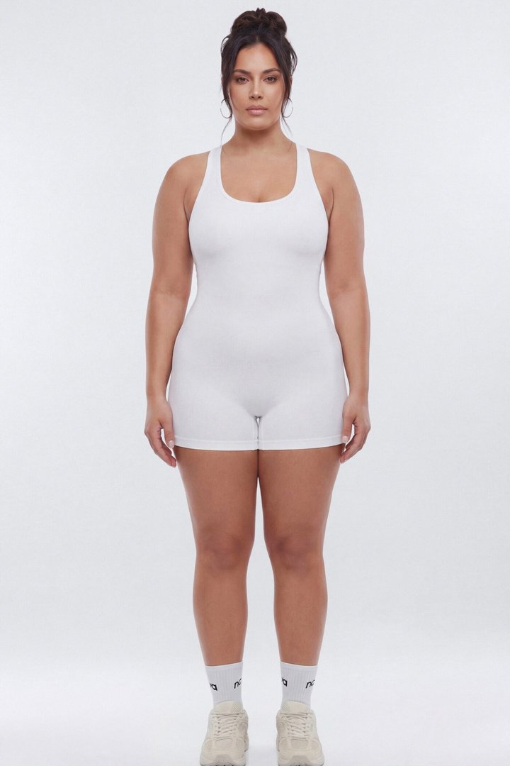 SeamlessLift™ 3″ Back Cut Out Romper - Bright White
