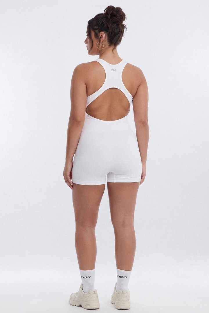 SeamlessLift™ 3″ Back Cut Out Romper - Bright White