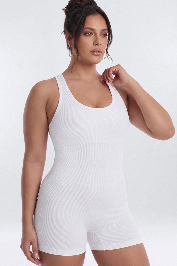 SeamlessLift™ 3″ Back Cut Out Romper - Bright White