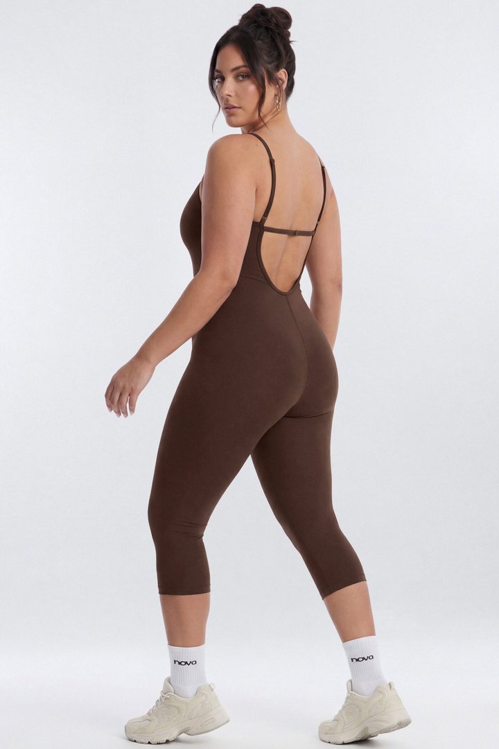 CloudForm™ 17″ Low Back Capri Jumpsuit - Brown