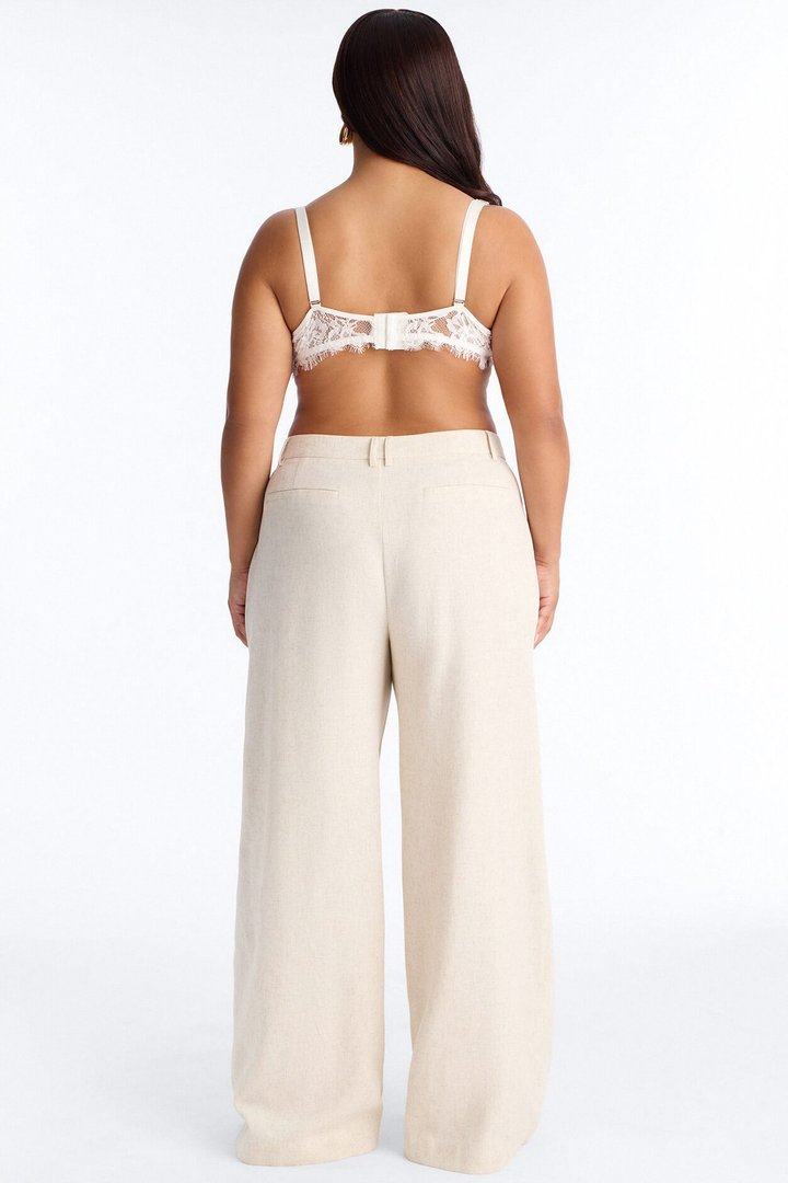 Linen Bloom Straight Leg Trousers - Natural