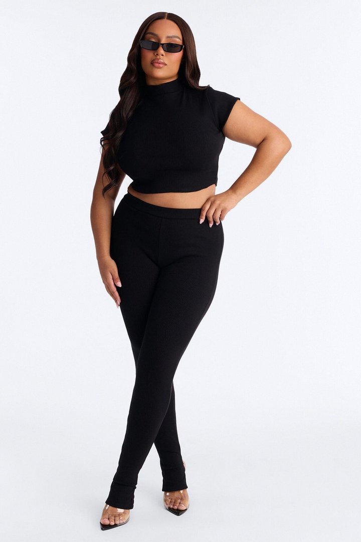 Simply Snatched Mock Neck Legging Set - Black