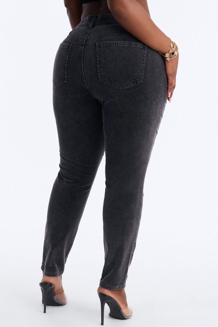 ESME CORDUROY WASHED LOW RISE PANTS - Indigo