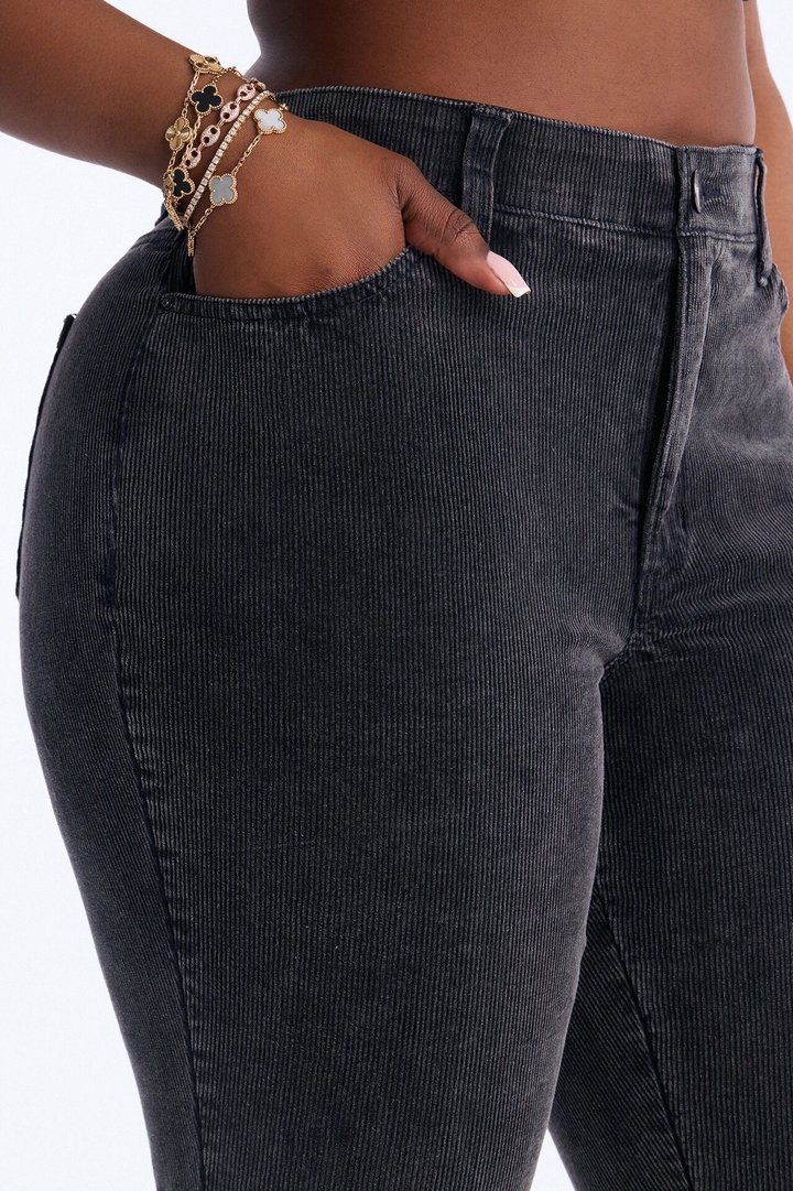 ESME CORDUROY WASHED LOW RISE PANTS - Indigo