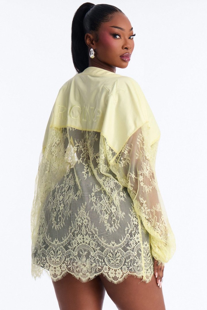 Game Countdown Lace Jersey Top - Yellow