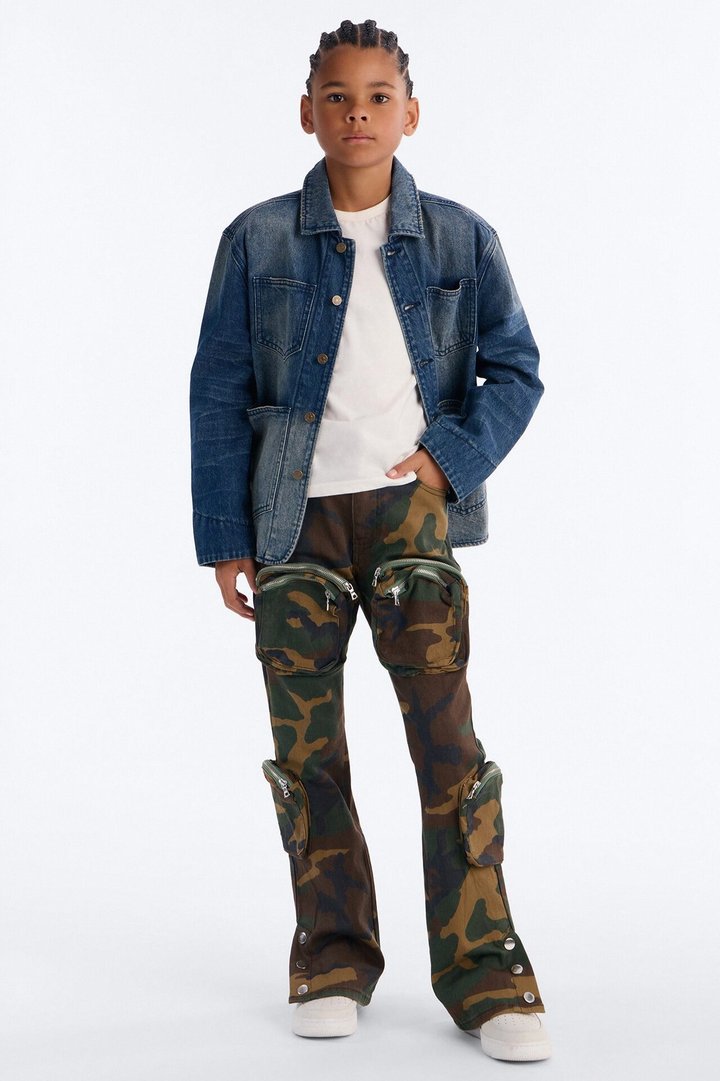 Mini Round Up Stacked Skinny Flare Pants - Camouflage