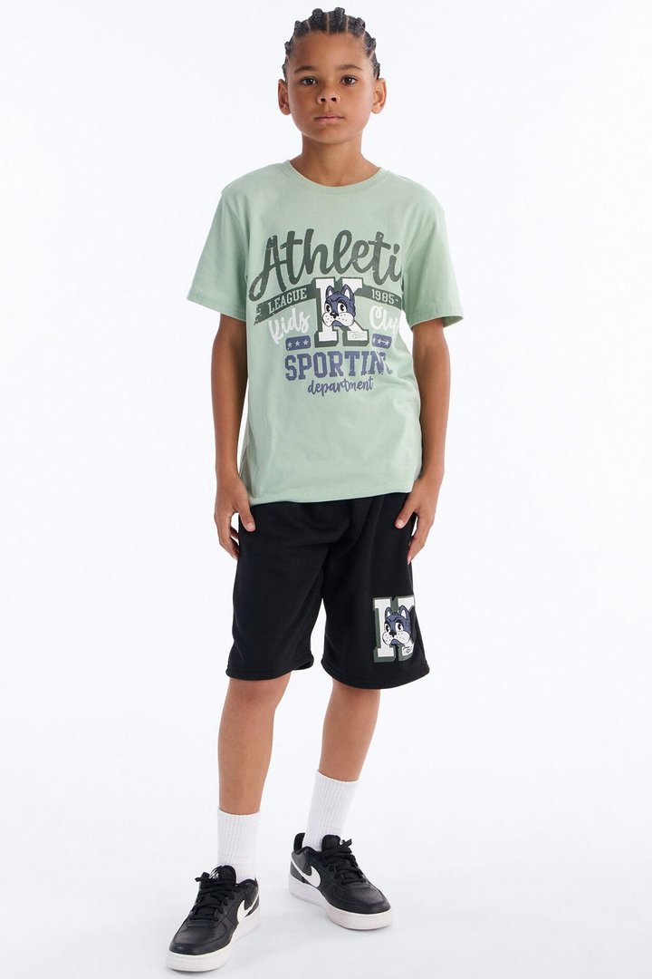 Mini He's An Athlete Short Set - Green/combo