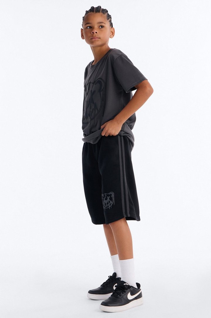 Mini Can't Bear The Drip Short Set - Grey/Black