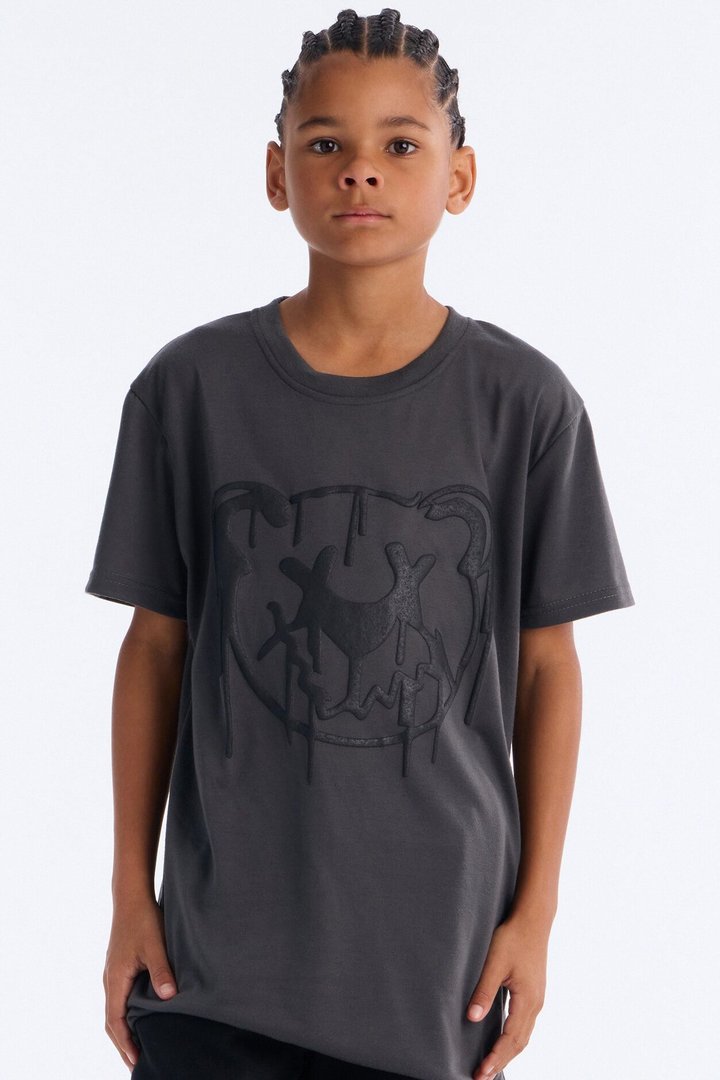 Mini Can't Bear The Drip Short Set - Grey/Black