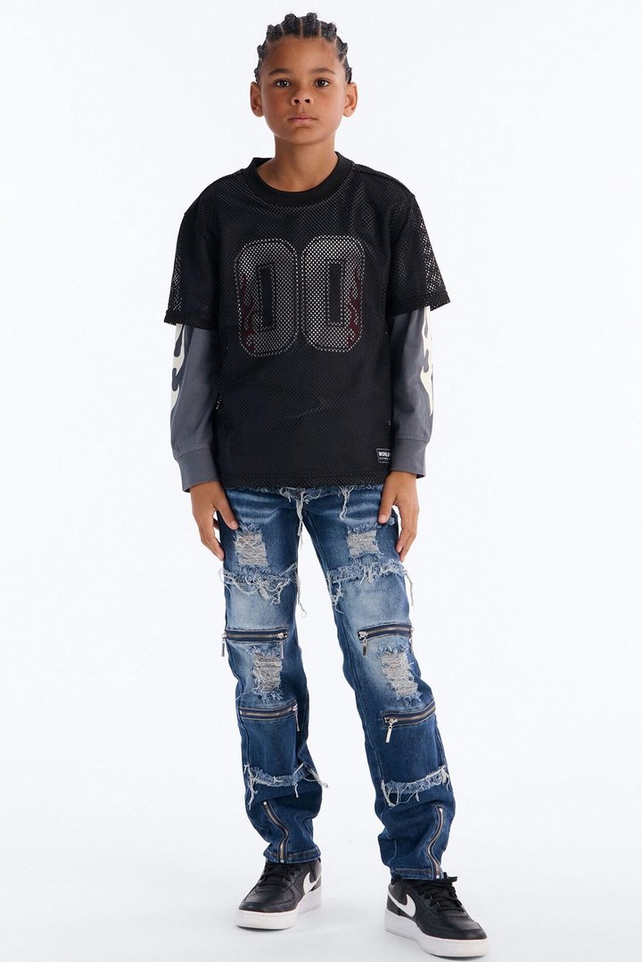 Mini Found My Way Back Distressed Skinny Jeans - Dark Wash