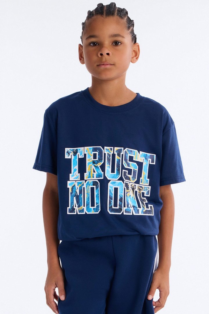 Mini Trust No One Short Set - Navy
