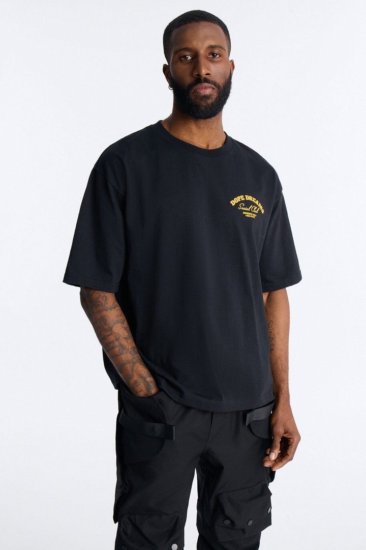 Dope Dreams Social Club Boxy Short Sleeve Tee - Black