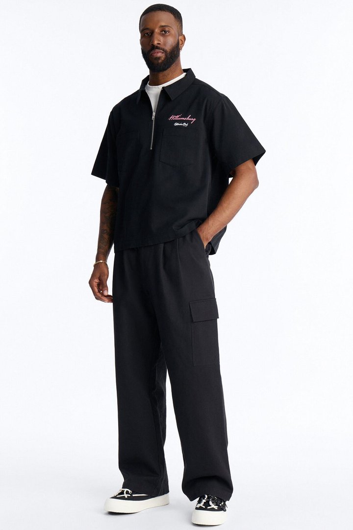 Galleries Half Zip Tee Shirt - Black