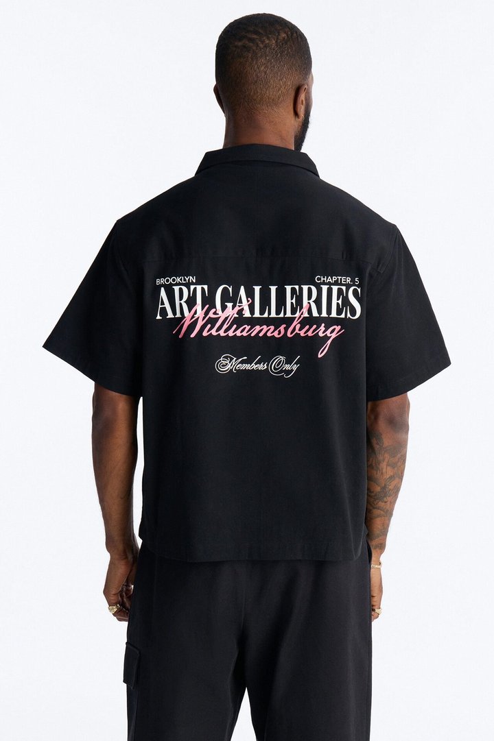 Galleries Half Zip Tee Shirt - Black