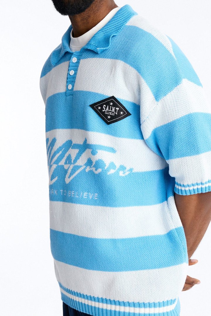 Motion Lines Short Sleeve Polo - Blue