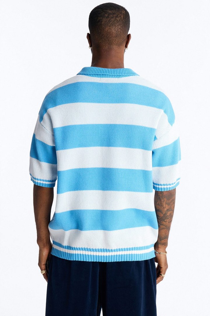 Motion Lines Short Sleeve Polo - Blue