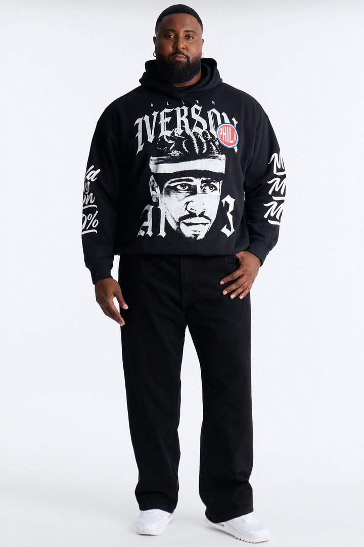 Allen Iverson MVP Embroidery Patch Oversized Hoodie - Black