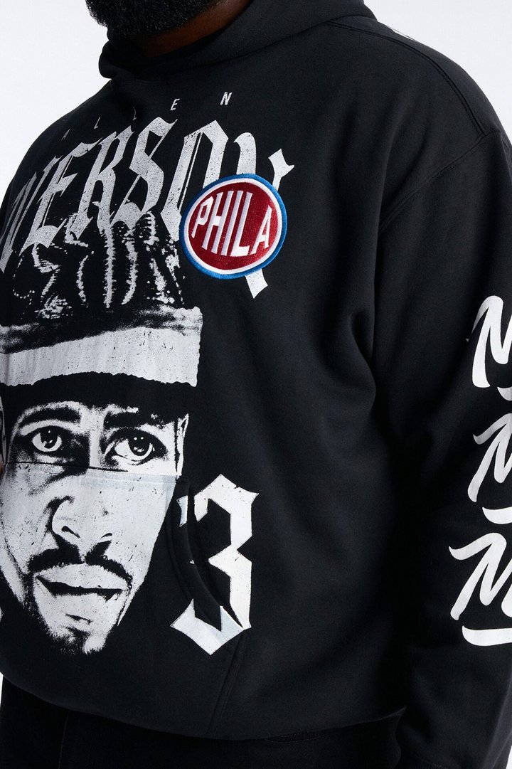 Allen Iverson MVP Embroidery Patch Oversized Hoodie - Black