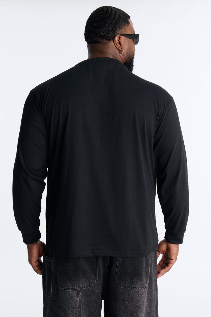 Skeleton Oversized Long Sleeve Tee - Black