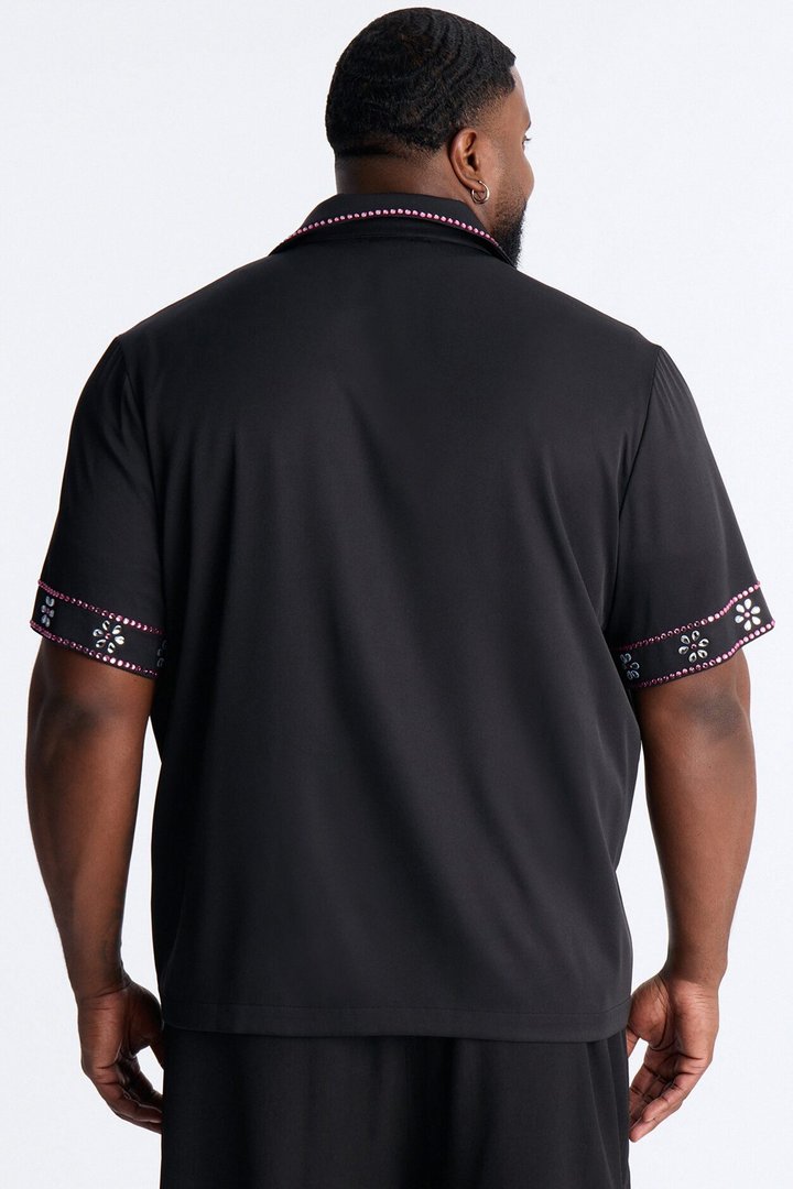Midnight Bloom Cuban Collar Shirt - Black