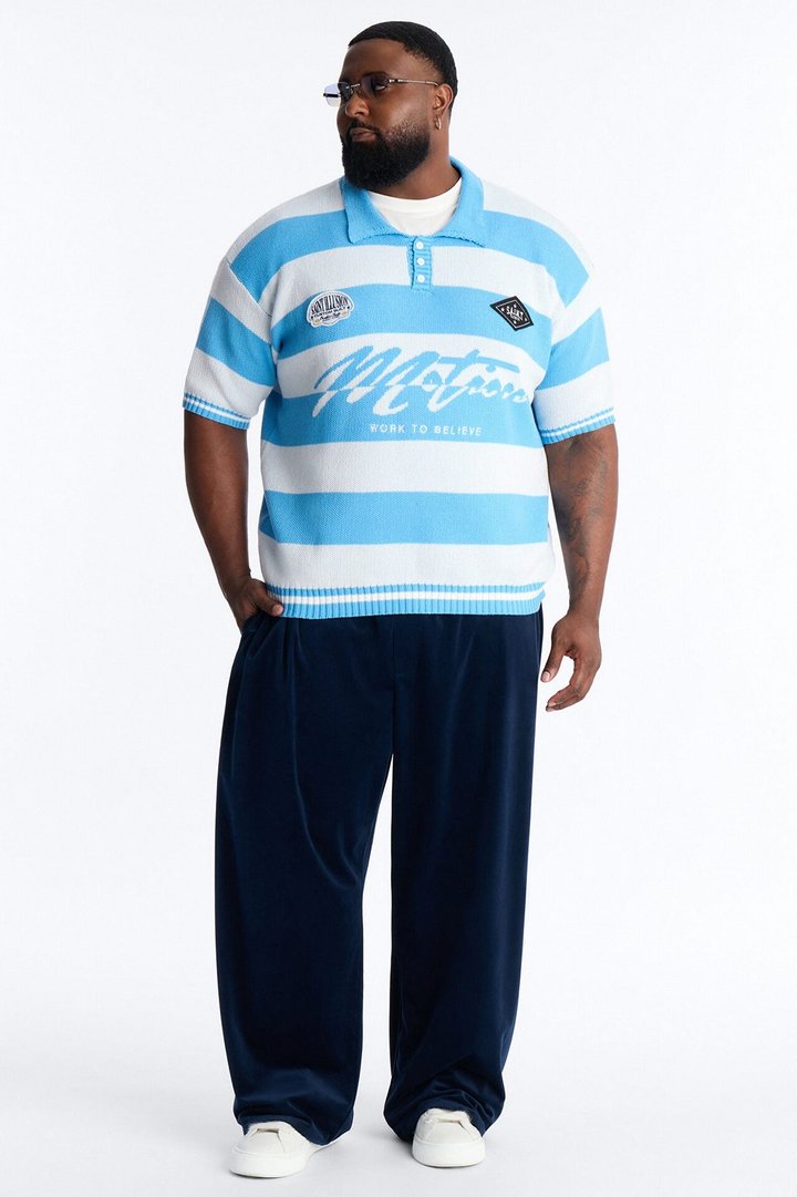 Motion Lines Short Sleeve Polo - Blue