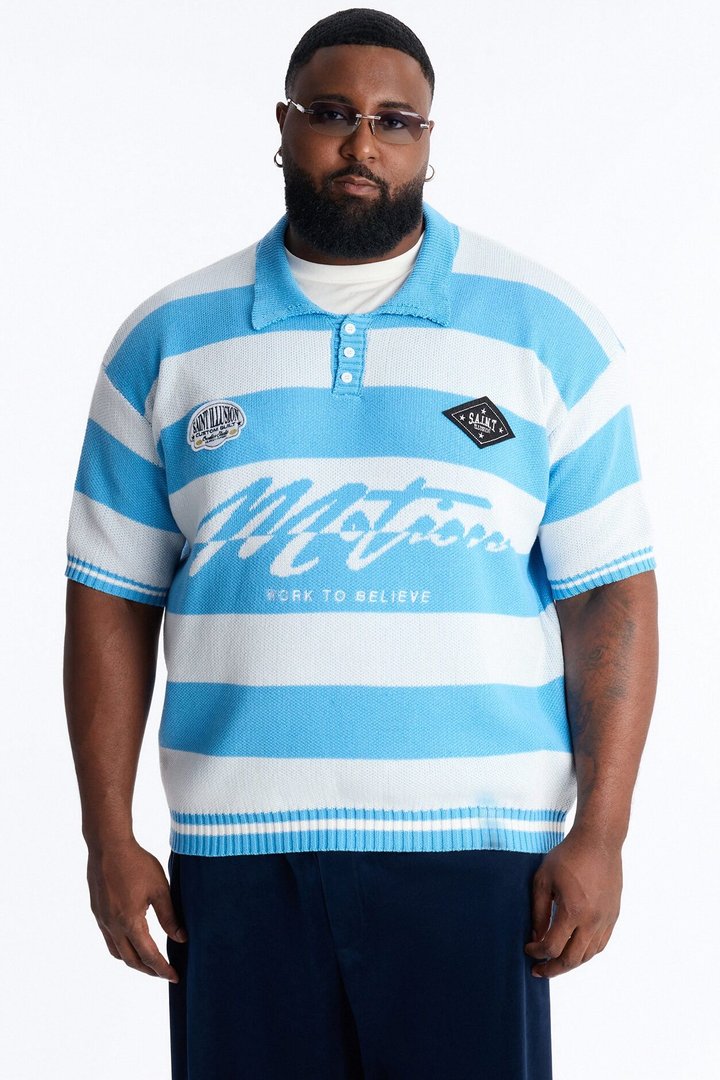 Motion Lines Short Sleeve Polo - Blue