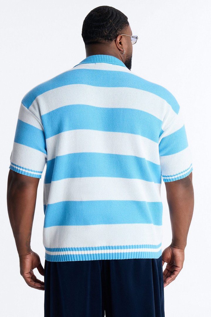 Motion Lines Short Sleeve Polo - Blue