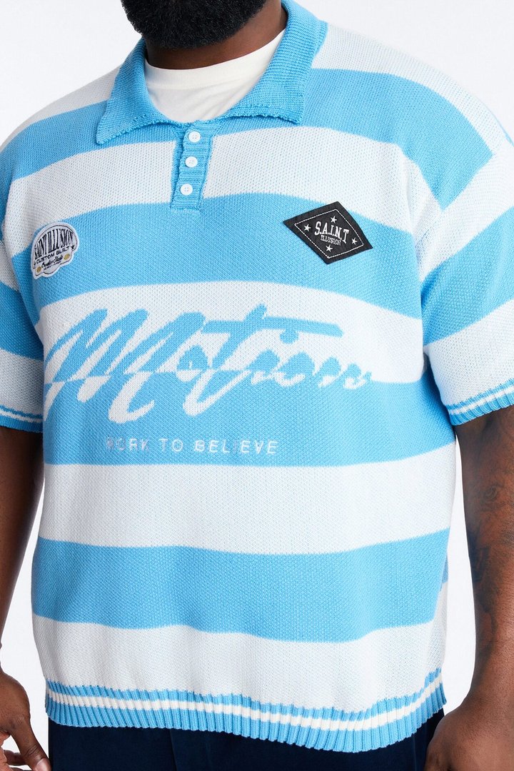 Motion Lines Short Sleeve Polo - Blue