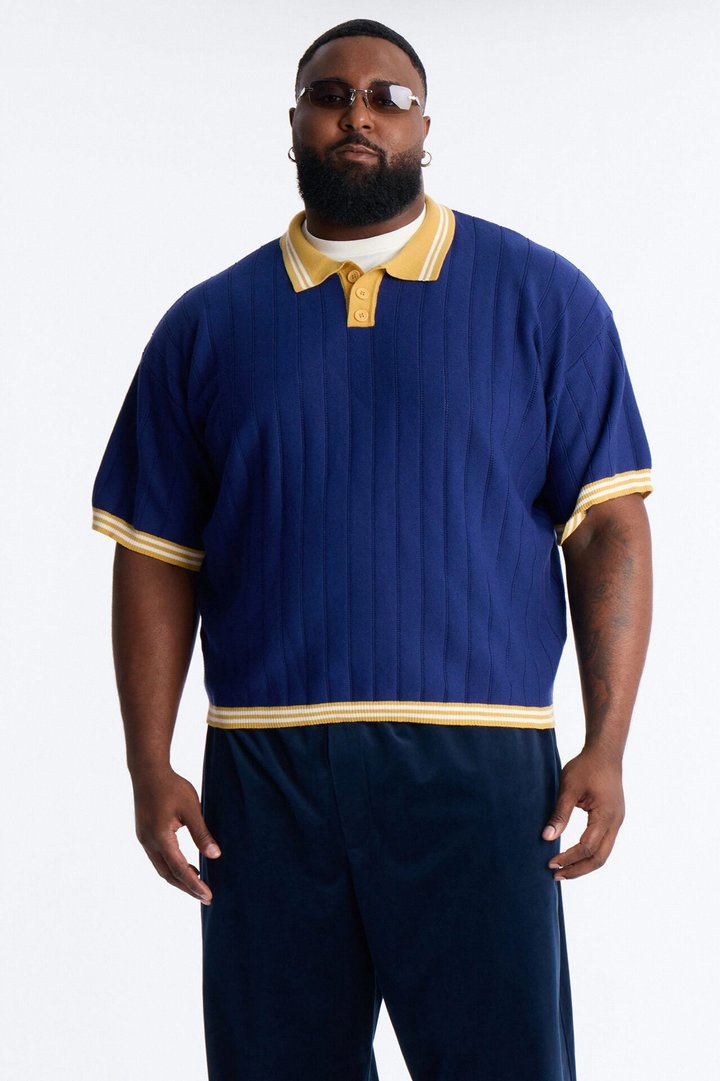 Singleton Short Sleeve Knit Polo - Navy