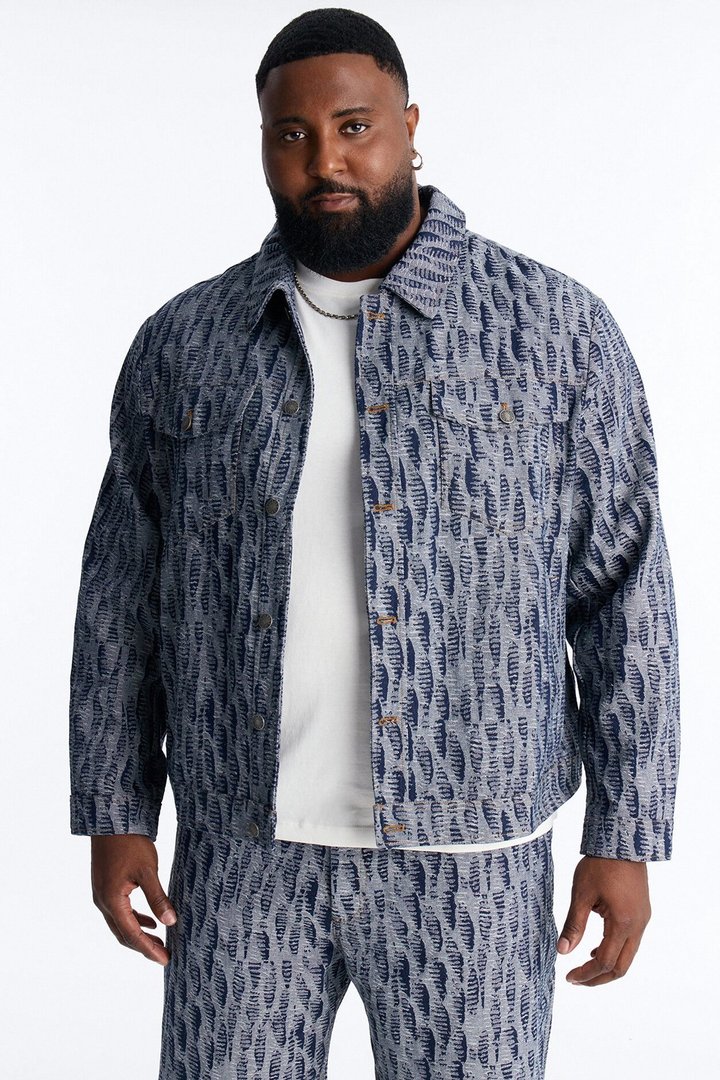 Cropped Matrix Denim Trucker Jacket - Dark Wash