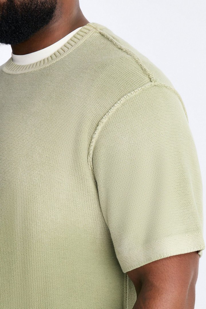 Slouch Ombre Crew Sweater Tee - Olive