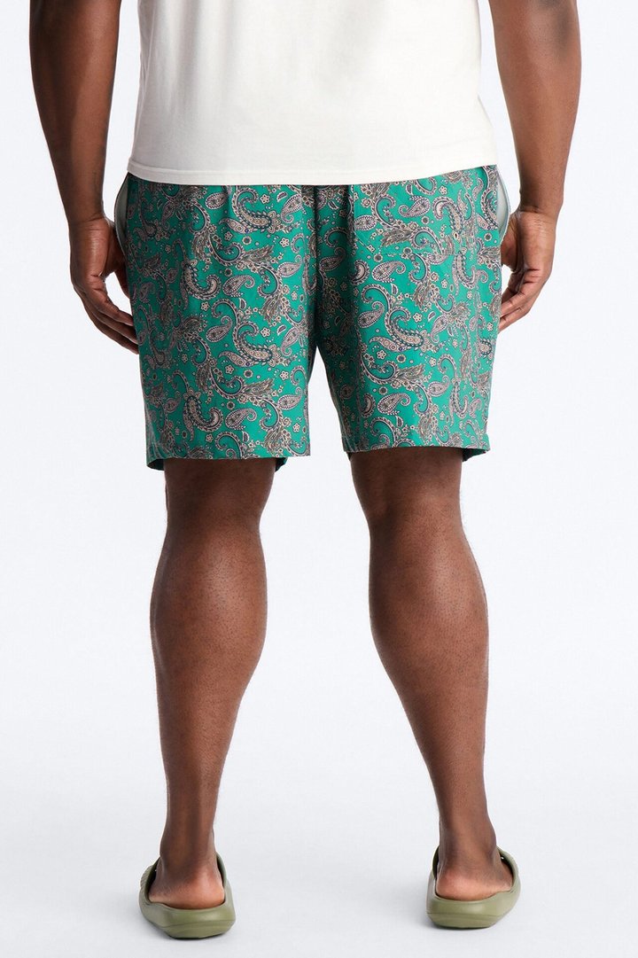 Paisley Elevated Printed Swim Trunk 7″ - Teal