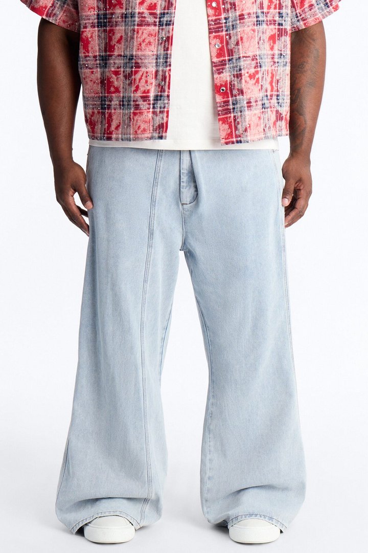 Baggy Crossover Come Again Jean - Light Wash