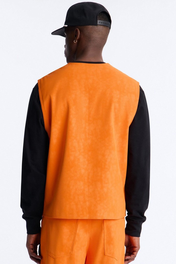 Rebel Hyde Faux Leather Vest - Orange