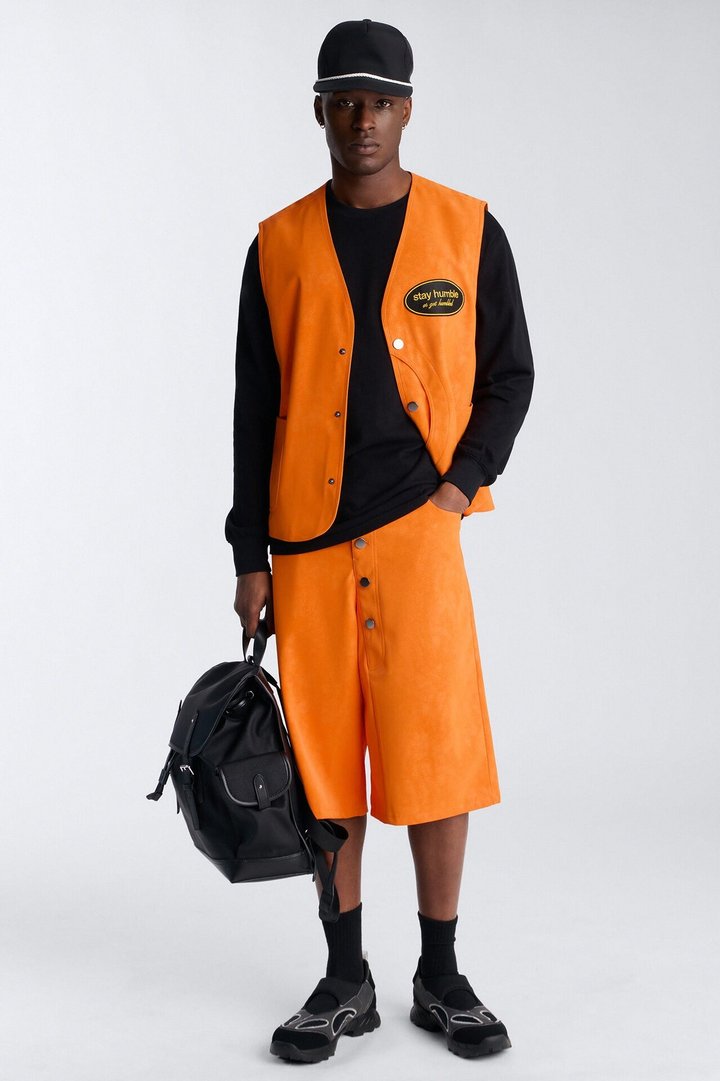 Baggy Rebel Hyde Faux Leather Short - Orange