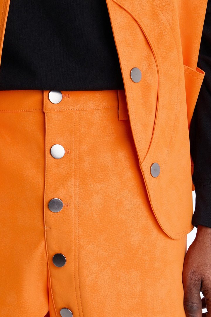 Baggy Rebel Hyde Faux Leather Short - Orange