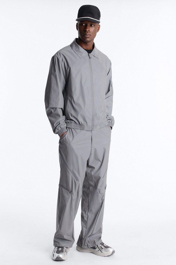 Baggy Reflective Zip Pant - Silver