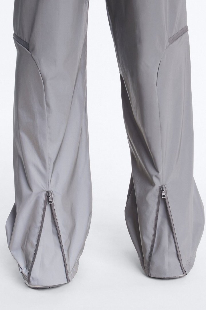 Baggy Reflective Zip Pant - Silver