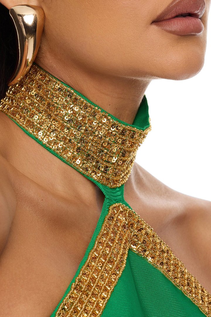 Draya Embellished Bandage Maxi Dress - Green