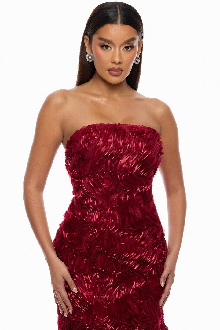 Pure Glamour Strapless Gown - Wine