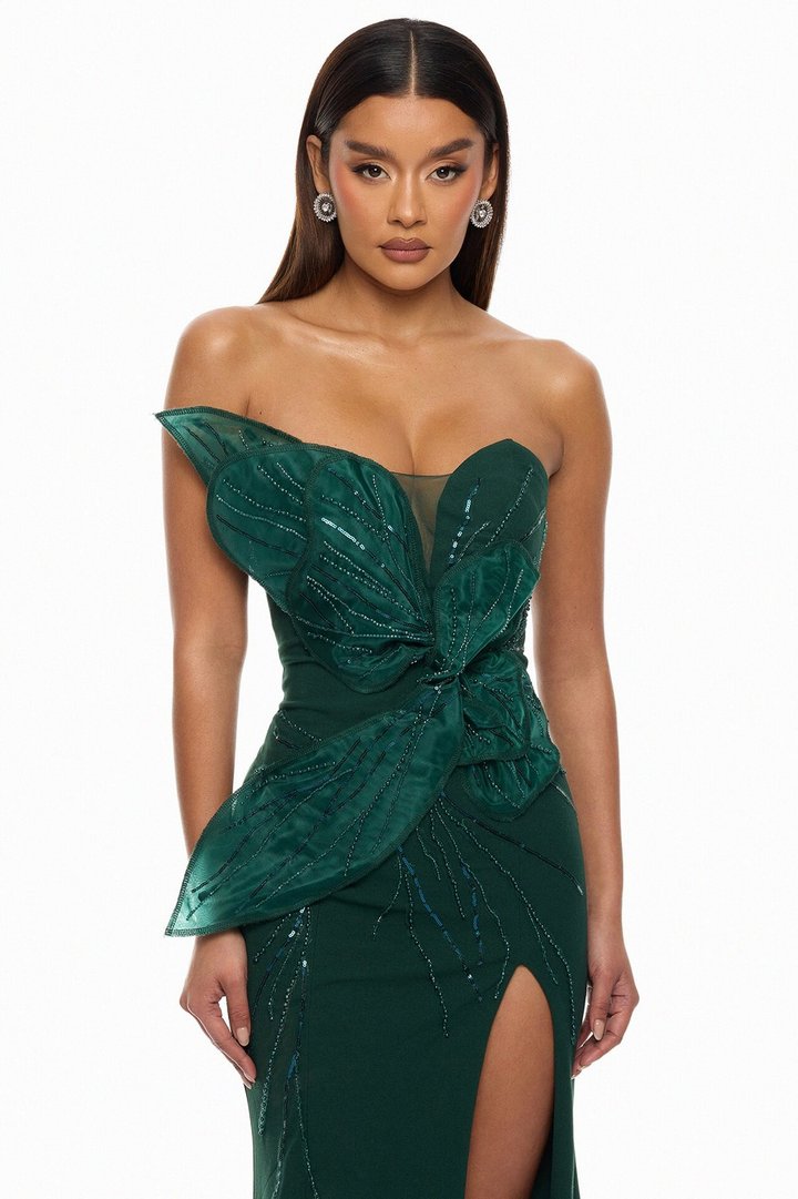 Katie Embellished Gown - Hunter
