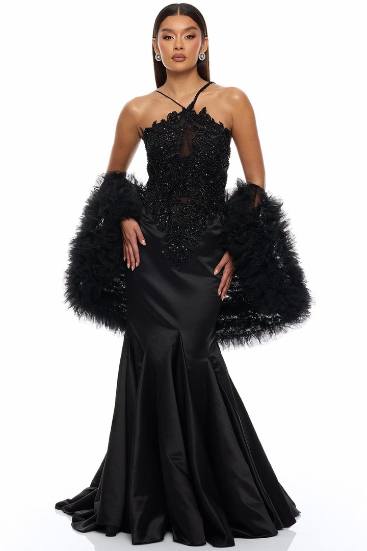 Pure Glamour Embellished Mermaid Gown - Black