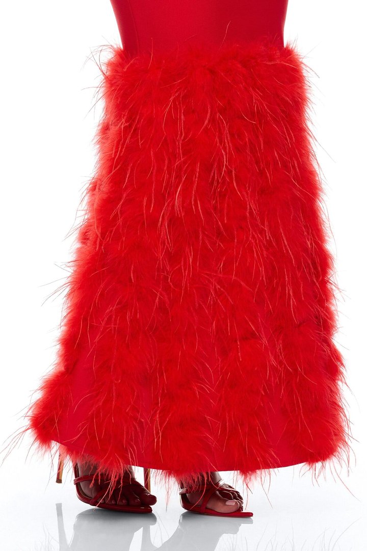 Scarlett Feather Bandage Maxi Dress - Red
