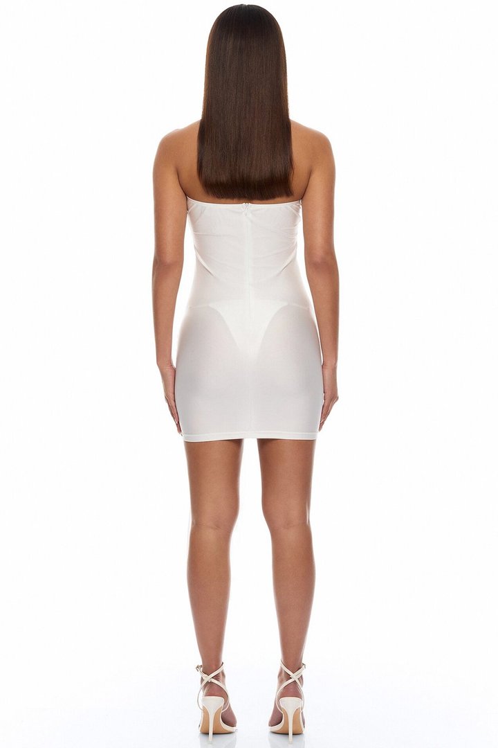 Jaw Dropped Rhinestone Mini Dress - White