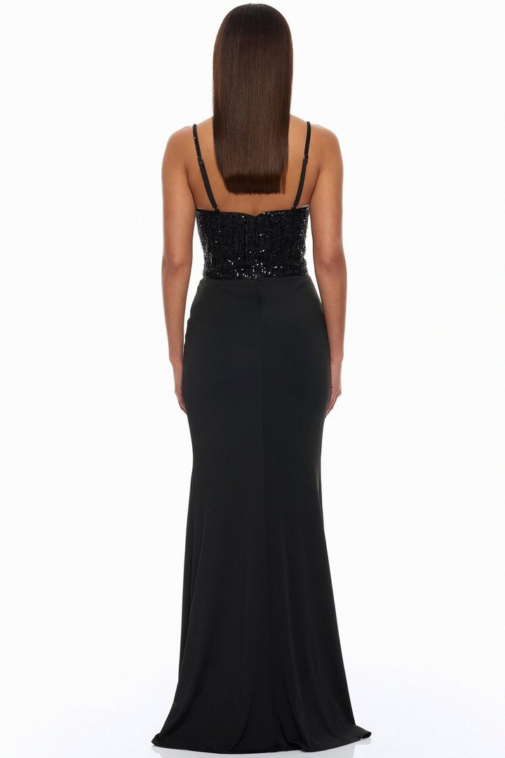 Party All Night Embellished Maxi Dress - Black