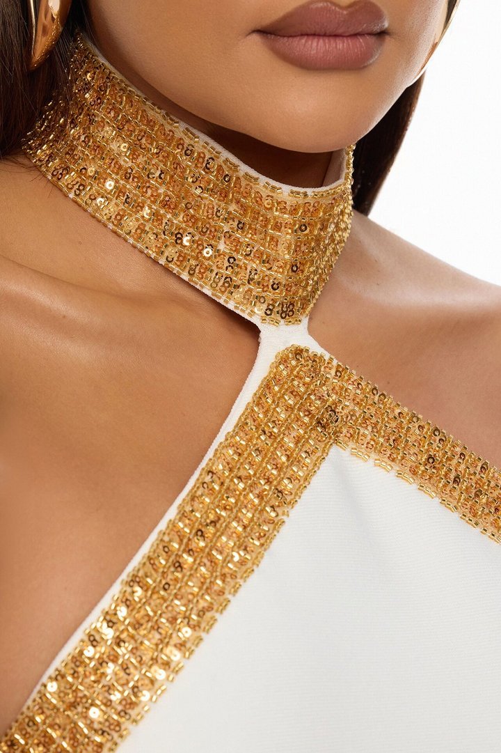 Draya Embellished Bandage Maxi Dress - White