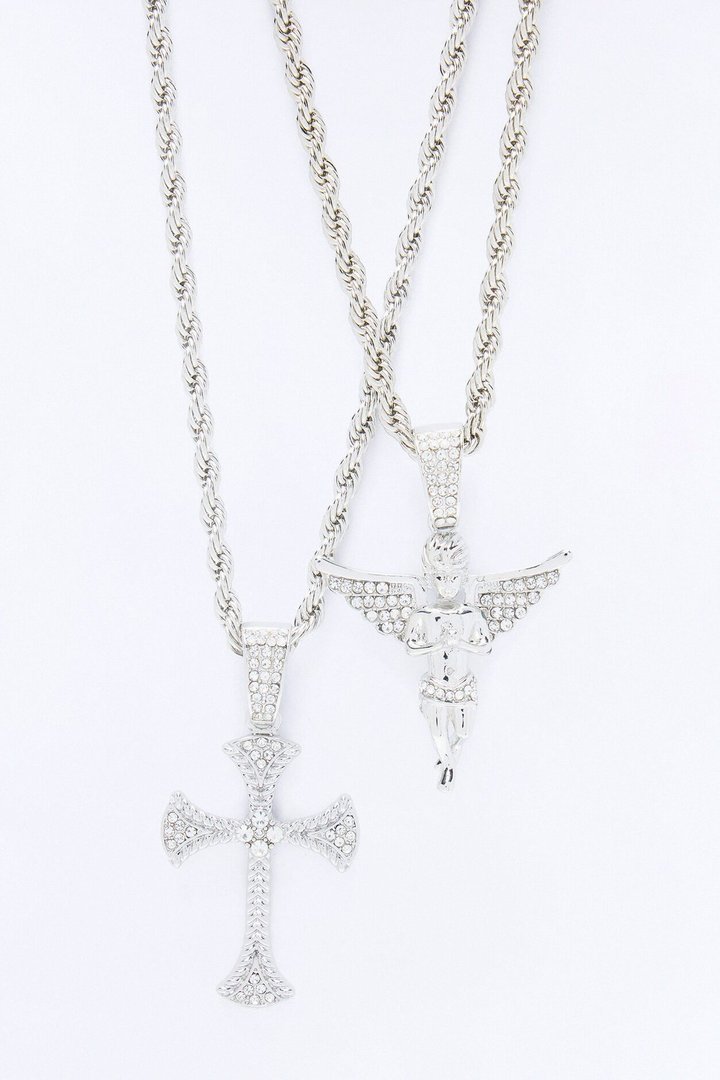 Stay Blessed Necklace Set - Silver